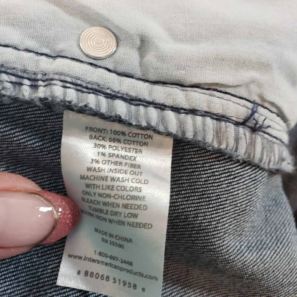 Dip Womens Mid Rise Straight‎ Distressed Jeans Dark Wash Frayed Hem 18W NEW - Picture 8 of 10